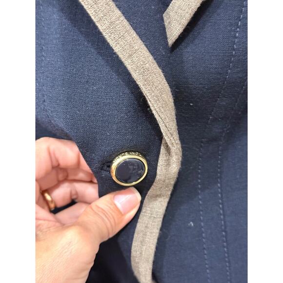 Tory Burch Wool Blend Gold Tone Single Breasted Blazer Jacket Navy Blue Womens 6 - Picture 5 of 6